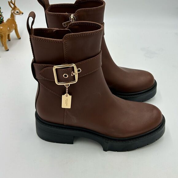 Women’s coach lug sole  leather boots size 5.5 US - Picture 3 of 11